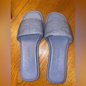 Tory Burch Double T Sport Slide - Naplak, Spring Lotus, Size 8.5
